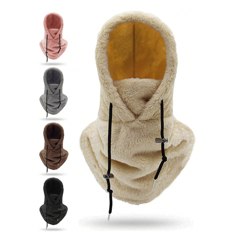 Wholesale Unisex Windproof Winter Thermal Warm Cozy Plush Velvet Plush Head Covers Ski Mask Motorcycle Balaclava Hoodie Cap