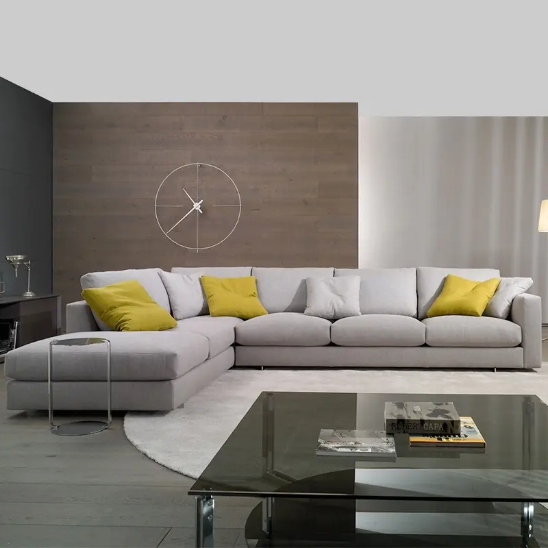 Modern Style Minimalis Salon Fabric Sectional L Couch Living Room Sofas Set Home Furniture