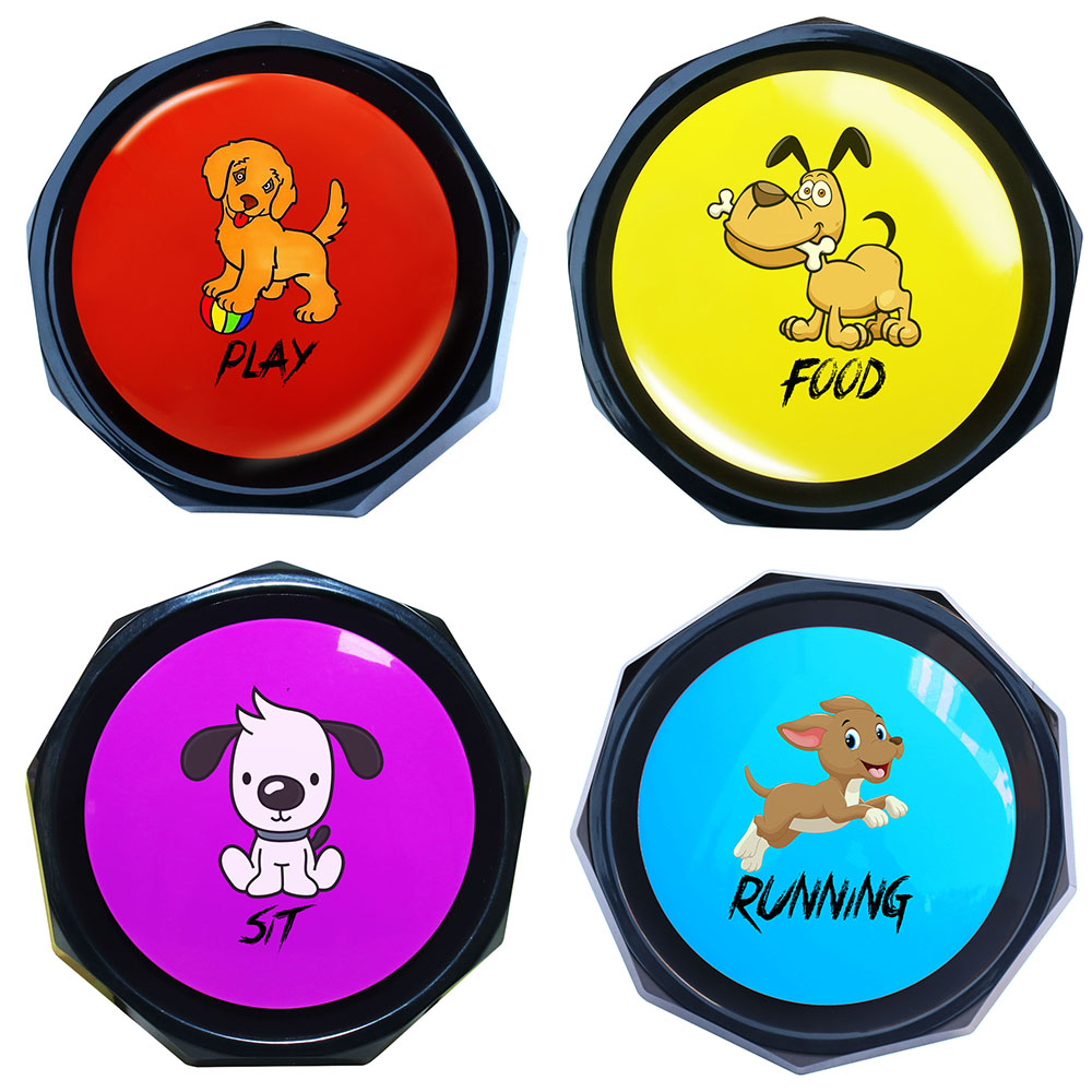 Set of 4 ribosy button sound recordable talking buttons with mat