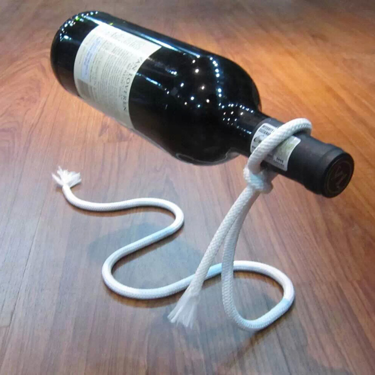 Stylish wine bottle bracket European creative suspended wrought iron rope wine rack ornaments factory outlet decoration
