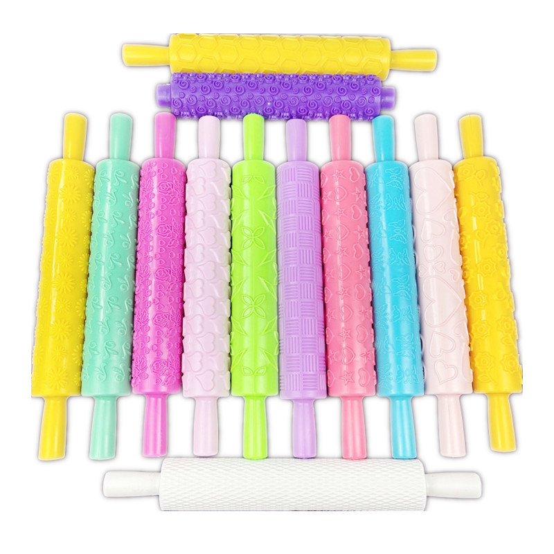 Heart Flower Pattern Rolling Pin Baking Pastry Tools Cookies Biscuits Fondant Dough Roller Embossing Mold Non-Stick Rolling Pin