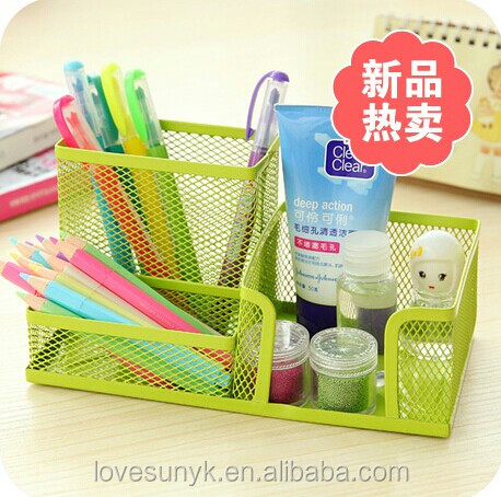 wire mesh desk office container with memo holder pen holder