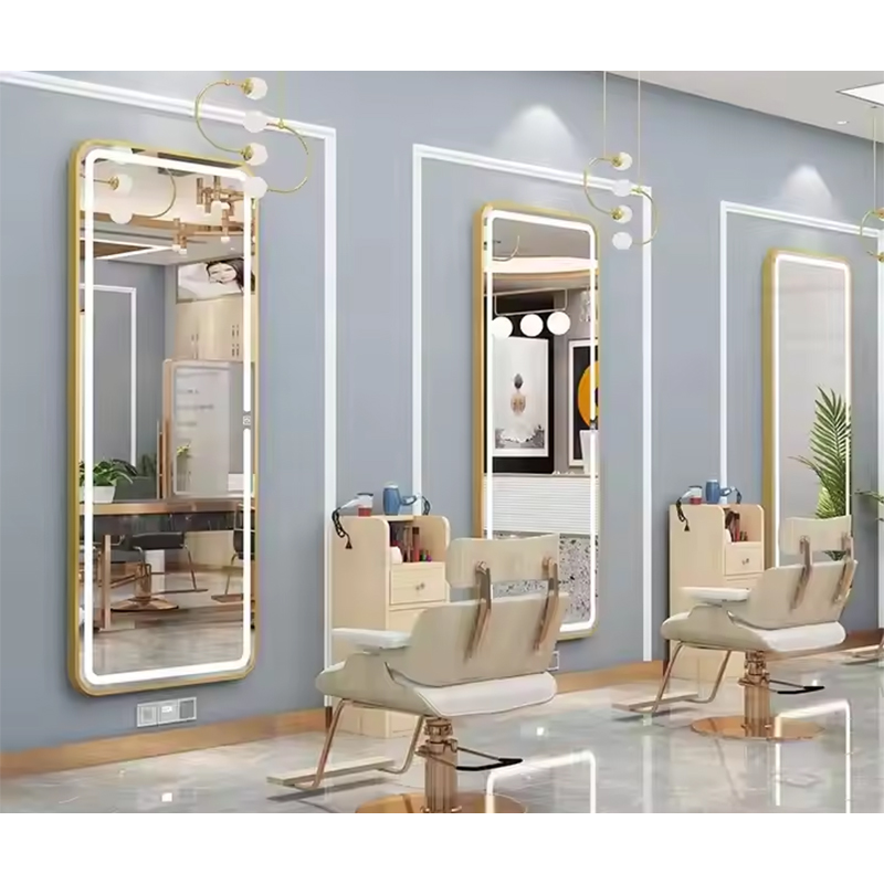 Customized Designs Wall Mounted Smart Led Light Mirror For Barber Shop Furniture Station Beauty Hair Salon Mirrors
