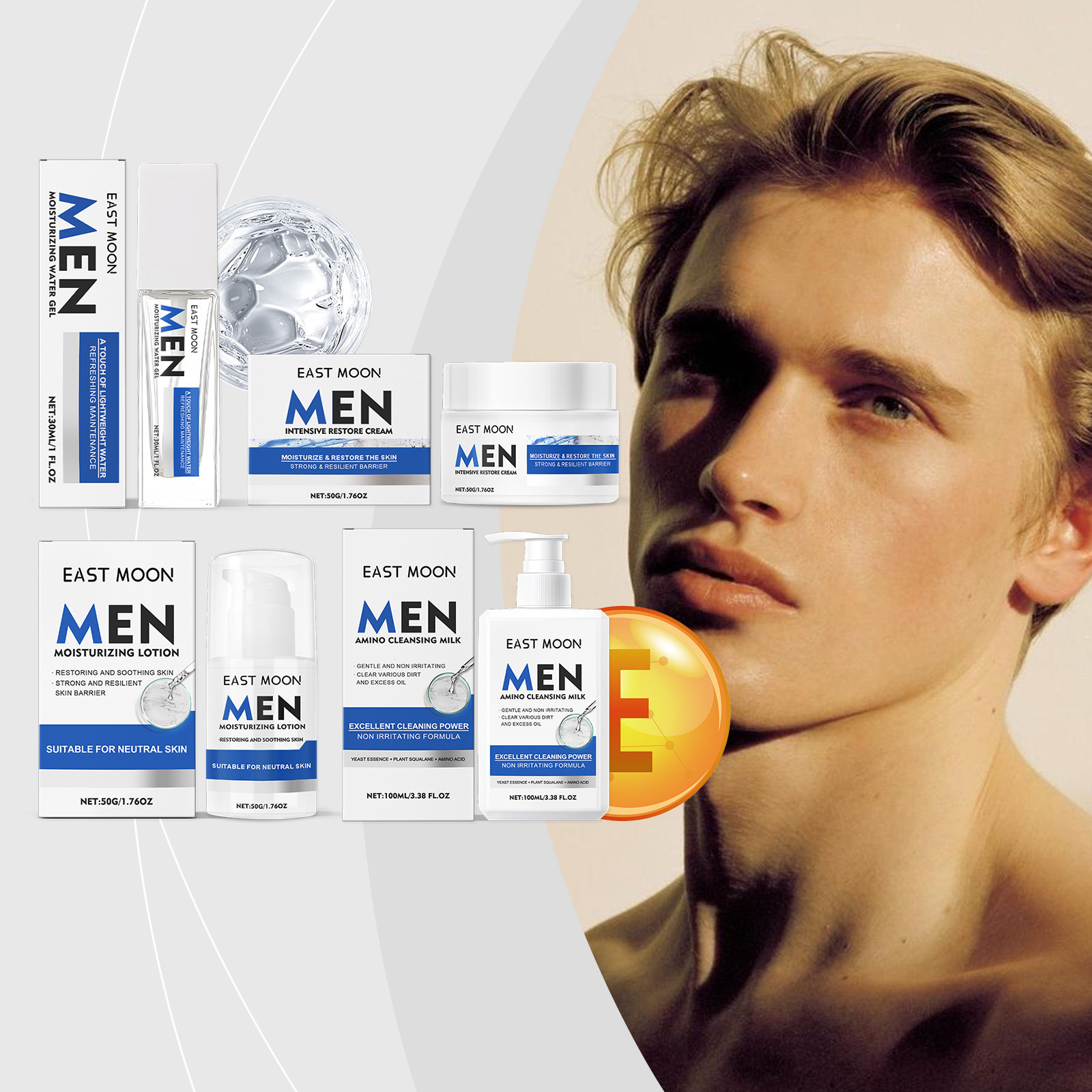 Customized mild cleansing skin care soothing lock moisture moisturizing tender skin care men's soothing skin care set
