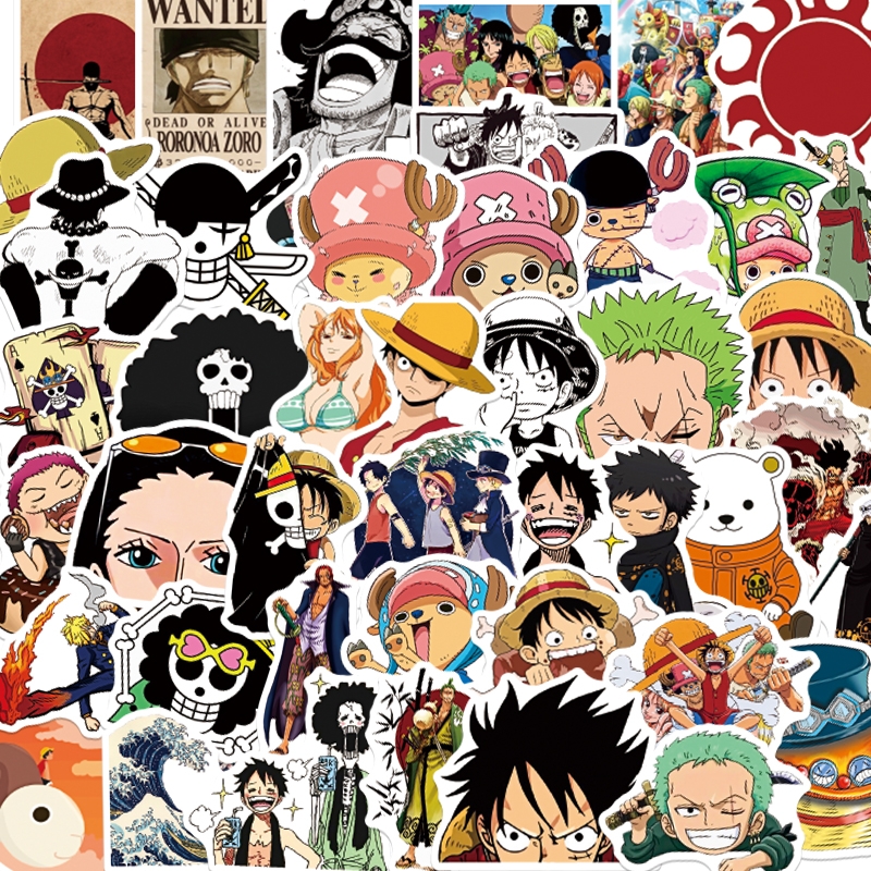 50Pcs Japan Anime Luffy One Piece Cool Cartoon Sticker For Water Bottle Skateboard Laptop Luggage Diy Stickers Label