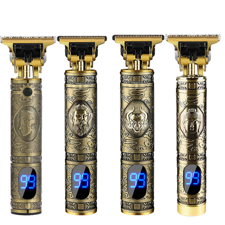 Portable Retro Carving T9 Hair Clipper Cordless Haircut Set with 4 guide combs Dragon Phoenix Buddha Ox head Hair Trimmer