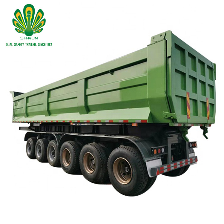 Hot sale 60 tons super single tire 6 axles tipping utility box semi trailer for Ghana