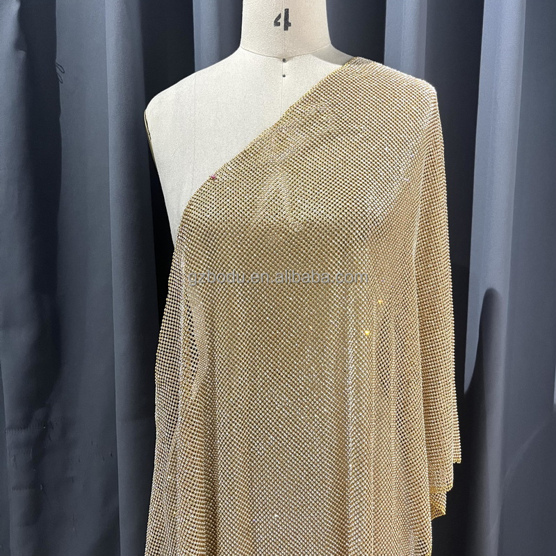 Dyed Rhinestone Mesh Fabric Crystal Metallic Chainmail for Customizable Clothing, Shoes, Accessories, and Automotive Embellishments