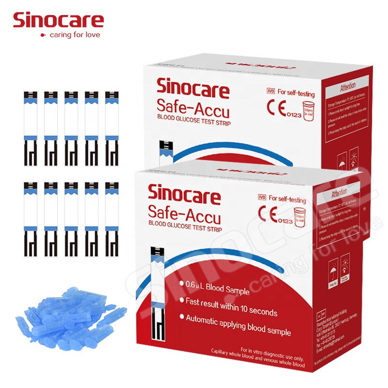 Sinocare контроль уровня глюкозы в крови, быстрый тест-полоски для безопасного домашнего использования Accu, Быстрая проверка, диагностический тест-комплект для диабета, 100 шт.