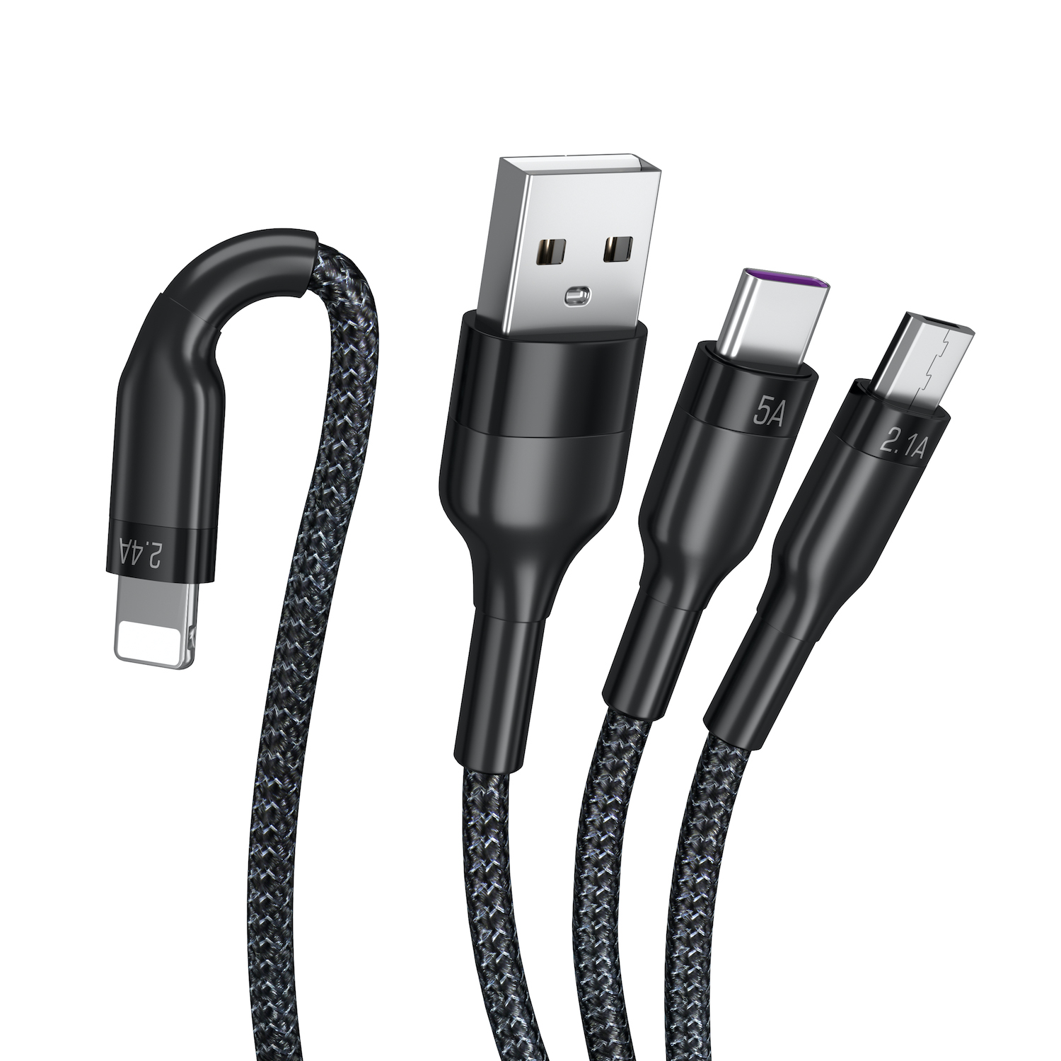 5A USB Fast charging Cable QC 2.0 3.0 4.0 USB Type C Cable iOS Micro USB C Quick Charge 3 IN 1 Charging Cable