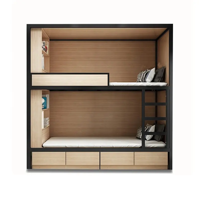 Wood Capsule Bunk Bed for Hostels /school Students Metal Dormitory Loft Bed Frame/capsule Hotel Bed Manufacturer 10 Sets Modern