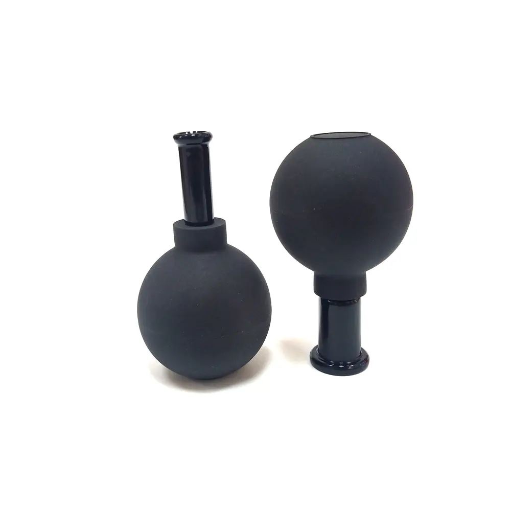 Customized Cupping Therapy Set 2 in 1 Vacuum Face Cupping Set Massage Black glass Facial cupping with Natural Rubber