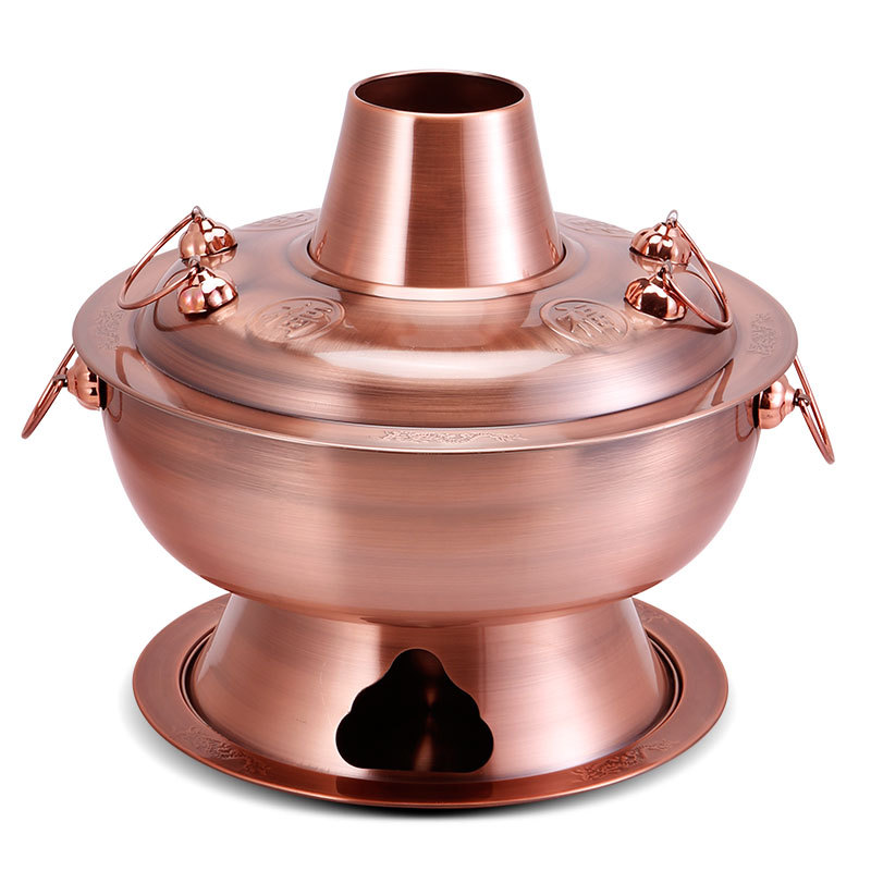 Luxury Chinese Style Stainless Steel Charcoal Hot Pot 28/32/34/36 Cooking Copper Thai Shabu Shabu Hot Pot Cooker