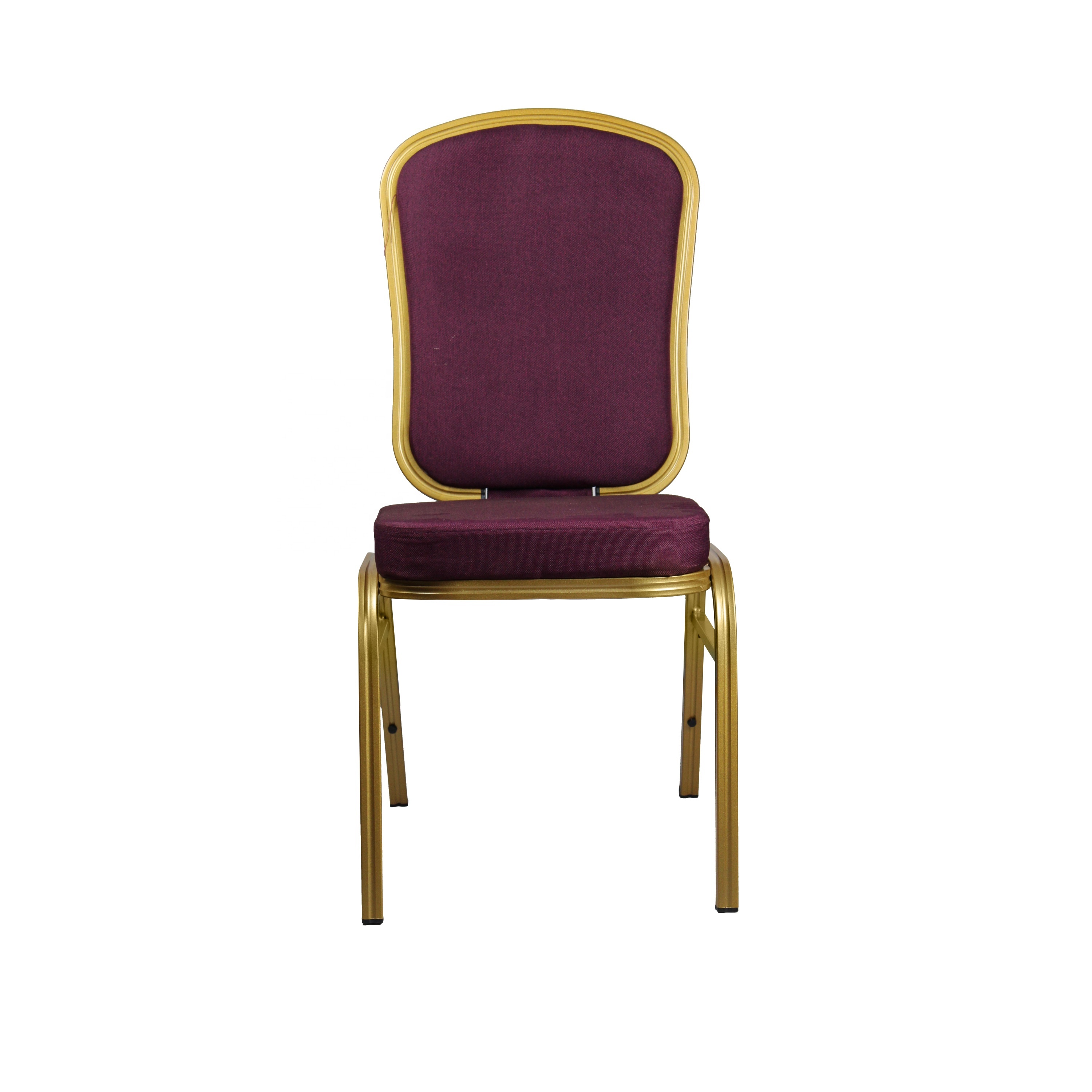 Traditional Chinese Style Royal Red Wedding Ceremony Gold Iron Frame Hotel Chair for banquet