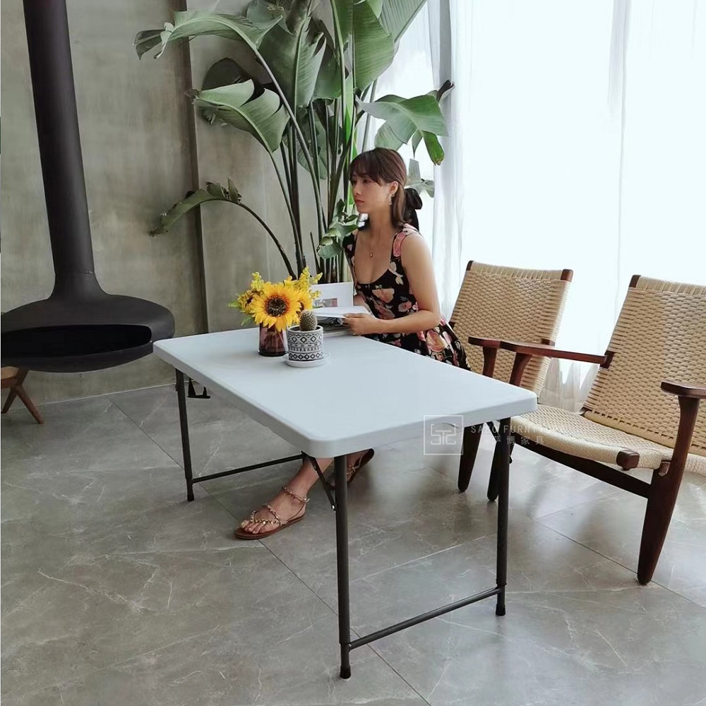 Kids rectangular white PVC table for party weeding and events Modern Rectangular Dining Table for Weddings Parties and Events