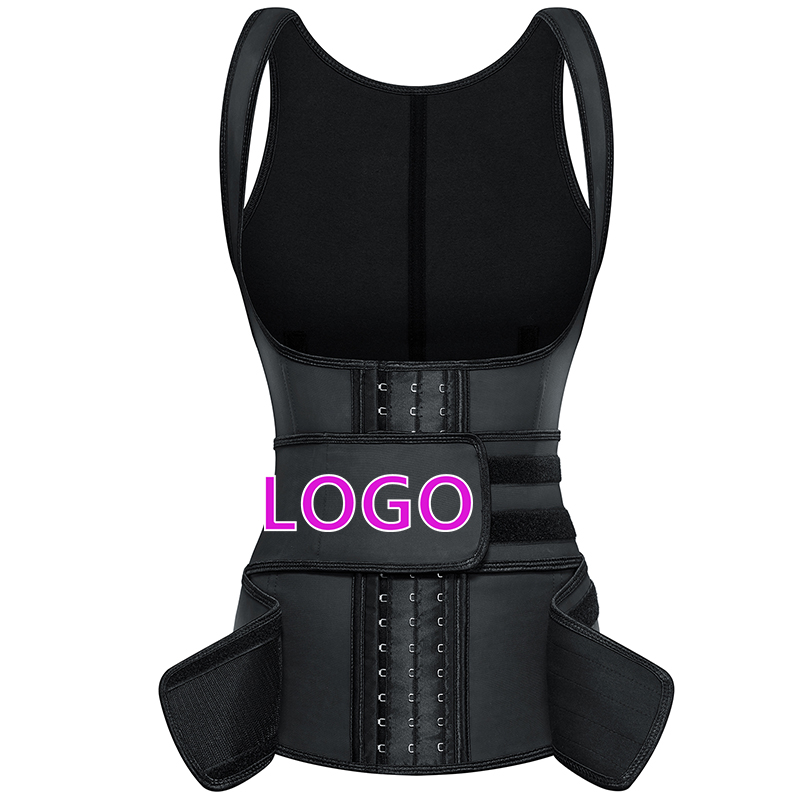 Plus Size Double Compression Adjustable Belt Hook Front Women Body Shaper 100% Latex Waist Trainer Vest