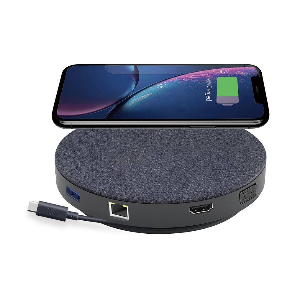 Круглый 11 в 1 многофункциональная ткань ABS двойной дисплей 4K USB 3,0 беспроводной usb концентратор