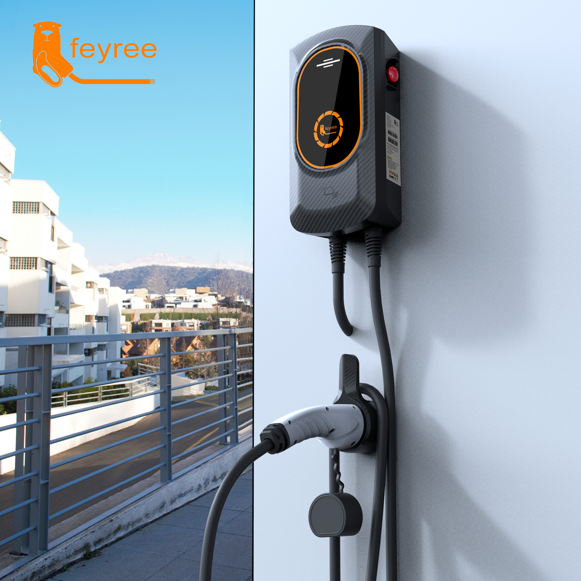 Зарядное устройство Feyree 2 типа 2/type1/GBT ev, дропшиппинг 5 м, Зарядные кабели 7 кВт/11 кВт/22 кВт, зарядное устройство wallbox EV