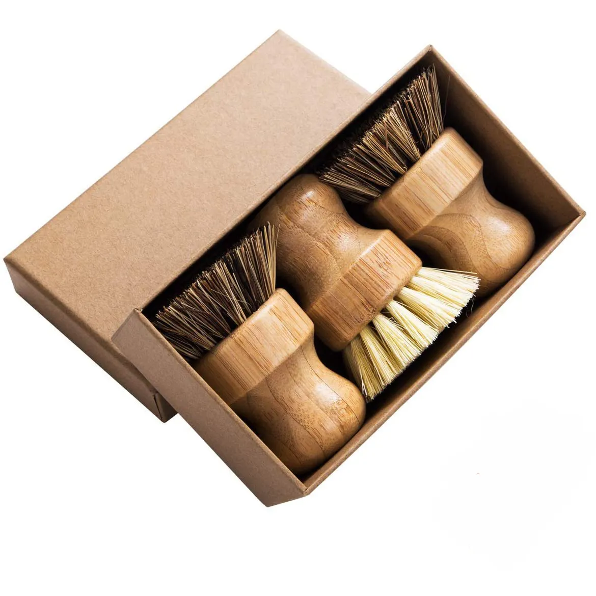 Household Natural Palm Scrub Brushes Pot Eco Friendly Wooden Dish Washing Kitchen Cleaning Bamboo Dish Brush