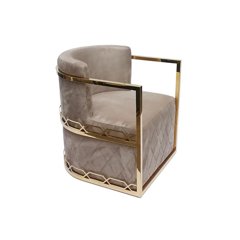 High Quality Luxury Accent Fabric Arm Chair Single Lounge Chair Gold Stainless Steel Base For Living Room