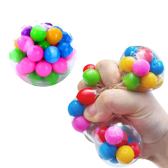 6CM Soft TPR Rainbow Squishy Water Beads Squeeze Balls Toys DNA Fidgets Sensory Stress Ball for Adults kids