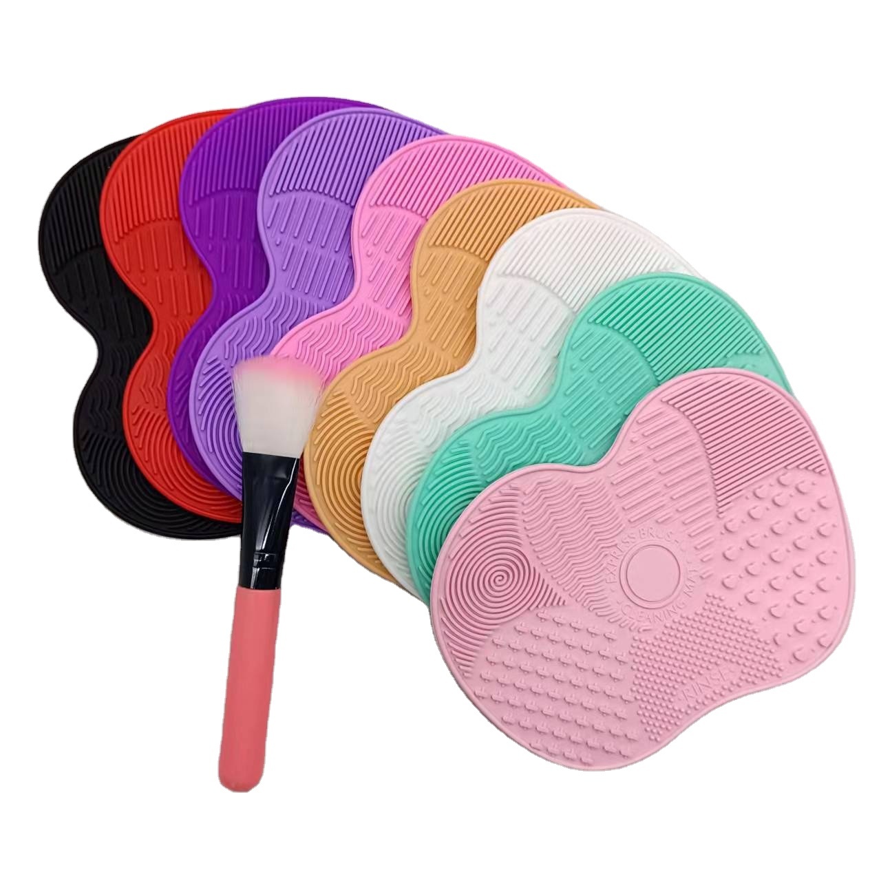 SAIYII Apple Shaped Silicone Makeup Brush Cleaning Mat Professional Clean Makeup Brushes Washing Pad With Suction Cup