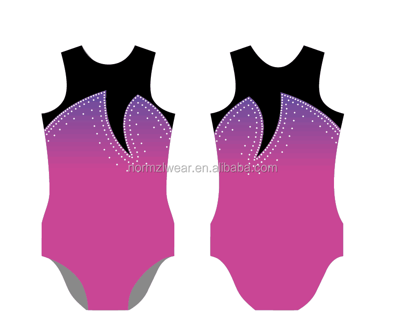 Newest Sublimation Ombre Lcyra Girls Gymnastic Leotards With Rhinestone