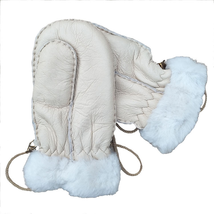 Custom Women Real Shearling Mitten Winter Warm Sheepskin Gloves Keep Warm in Winter Outdoor Sheep Fur Leather Accessories