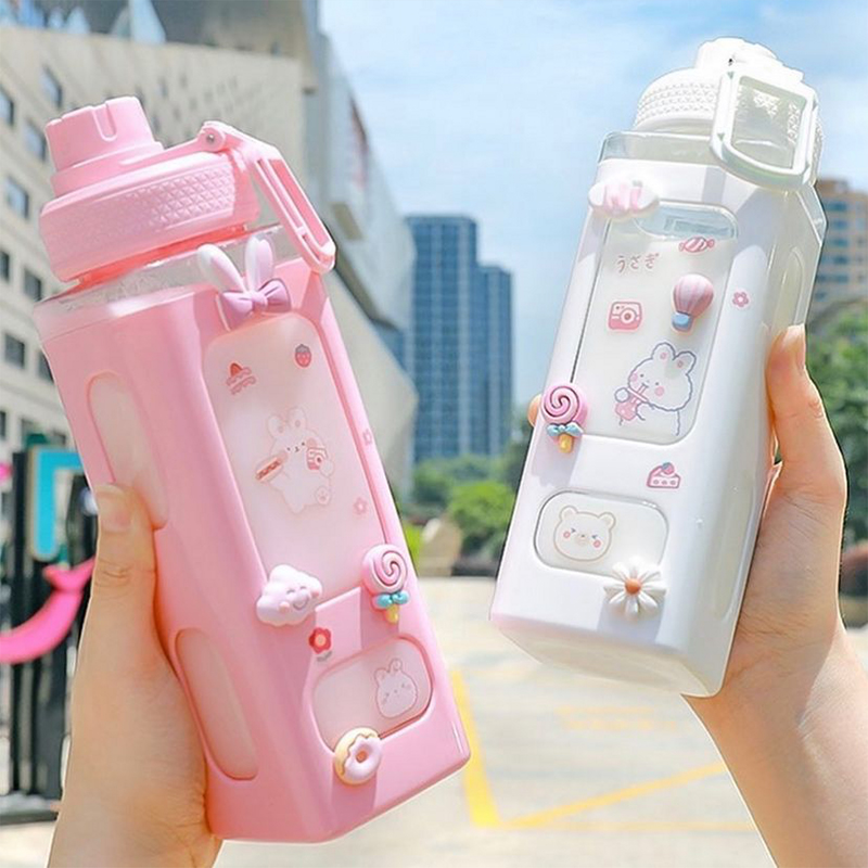 Kawaii Bear Пастельная бутылка для воды с 3D наклейкой 700 мл пластиковый дорожный чай сок молоко портативный милый шейкер бутылка для напитков подарок