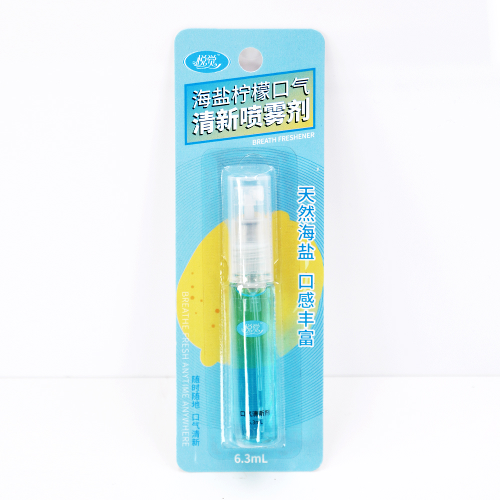 Factory Custom Portable Sea Salt Lemon Breath Freshener Moist Oral Care Mouth Spray Mix Fruit Breath Spray 6.3ml