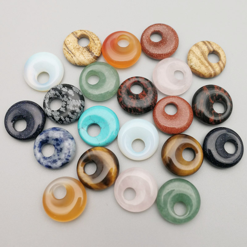 Peace Buckle Amulet Loose stone Beads for Jewelry Making Natural Stones Purple Crystal Tiger Eye Lapis Accessories