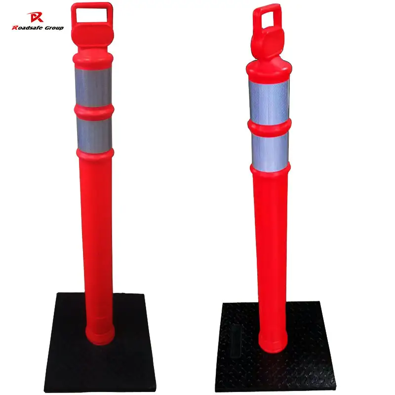 18 years professional manufacturer traffic safety 49" 125cm PE warning delineator post with Rubber Base