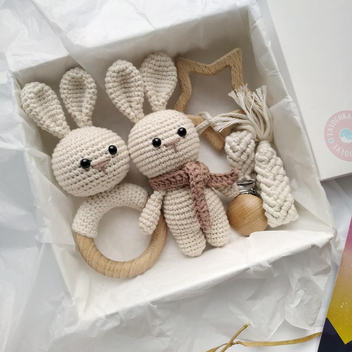 Нейтральный кролик, детский подарок, игрушка кролик, держатель для соски и форма животного из бука.