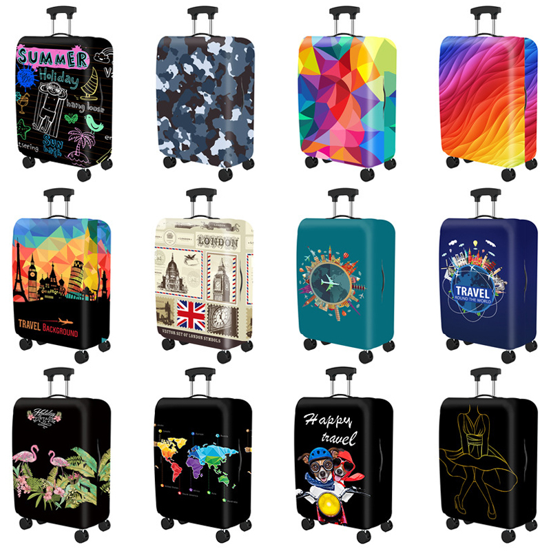 Custom elastic polyester suitcase cover protective luggage case cover