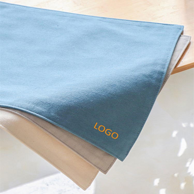 Japanese Simple Style Embroidery Logo Natural Canvas Table Mats Sets Coasters Reversible Table Mats
