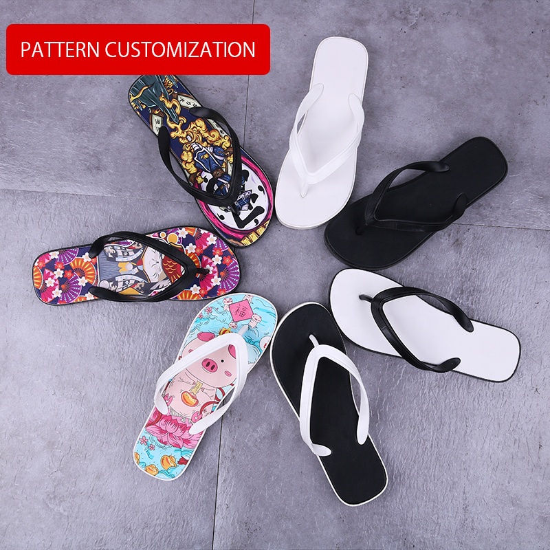 Wholesale OEM flip flops summer house slippers custom logo printed unisex slipper