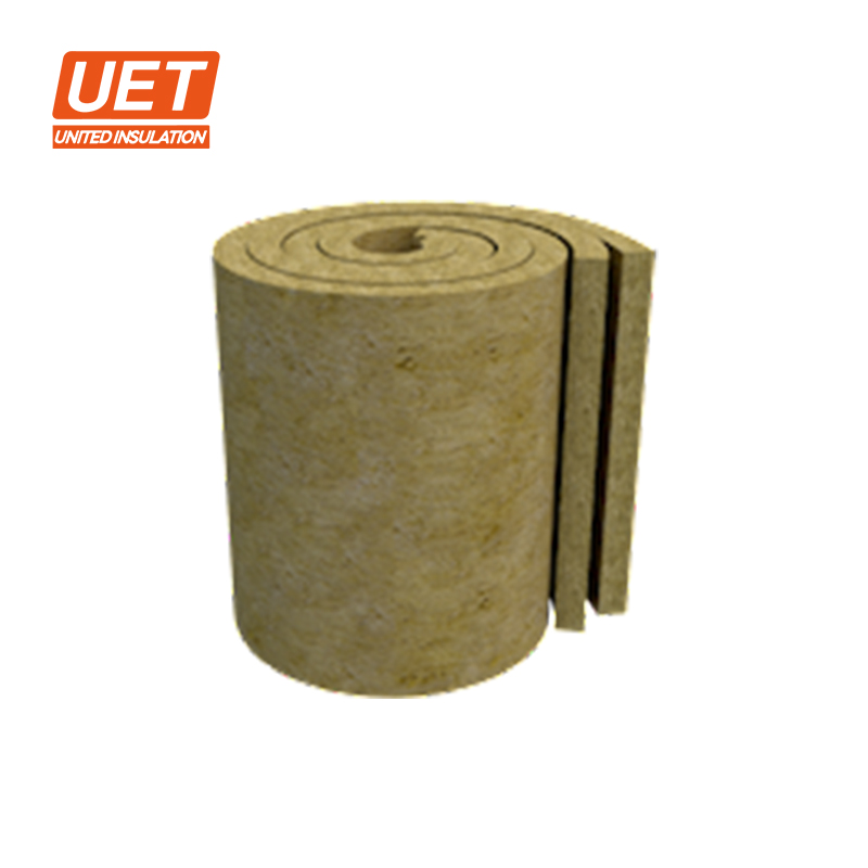 Thermally insulated sound absorbing materials shrink packing fireproof rock wool blanket/roll/felt for steel buildings roof/wall