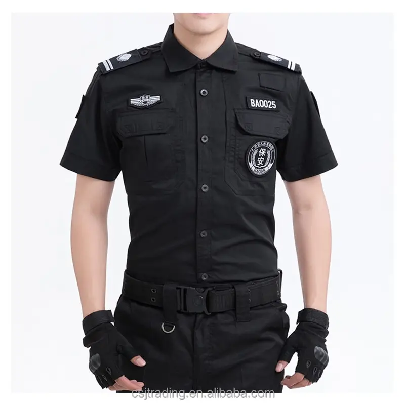 High Quality Tactical Design Security Guard Uniforms Black Set Supplier