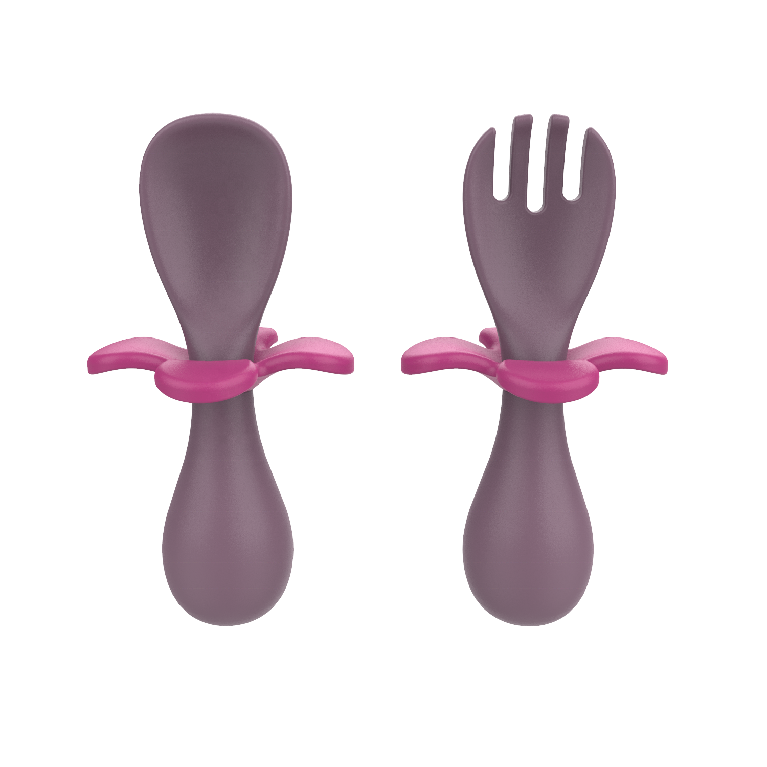 Baby Feeding Training Spoon and Fork Tableware Set Easy Grip Heat-Resistant BPA Free Self-Feeding Learning Spoon