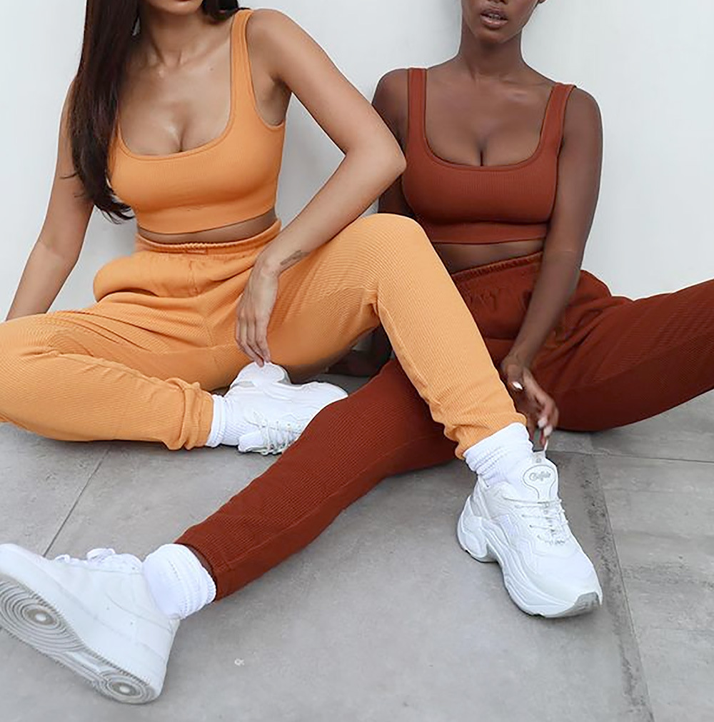 Women's autumn and winter sports fitness long shorts suit casual fashion sexy bra multi color variety OEM or ODM