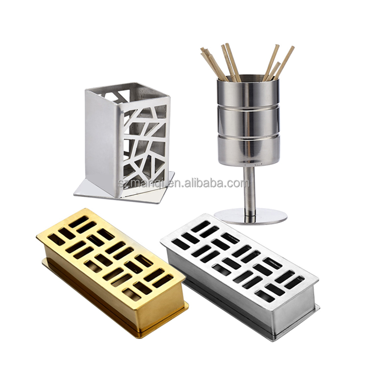 Stainless steel toothpick holder portable toothpick box bucket cotton swab storage box for Hotel dining table fruit pick holder
