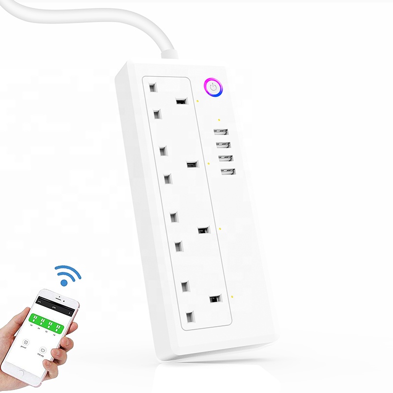 Умный сетевой фильтр с Wi-Fi, 4 розетки переменного тока, работает с Alexa Echo и google home белого цвета