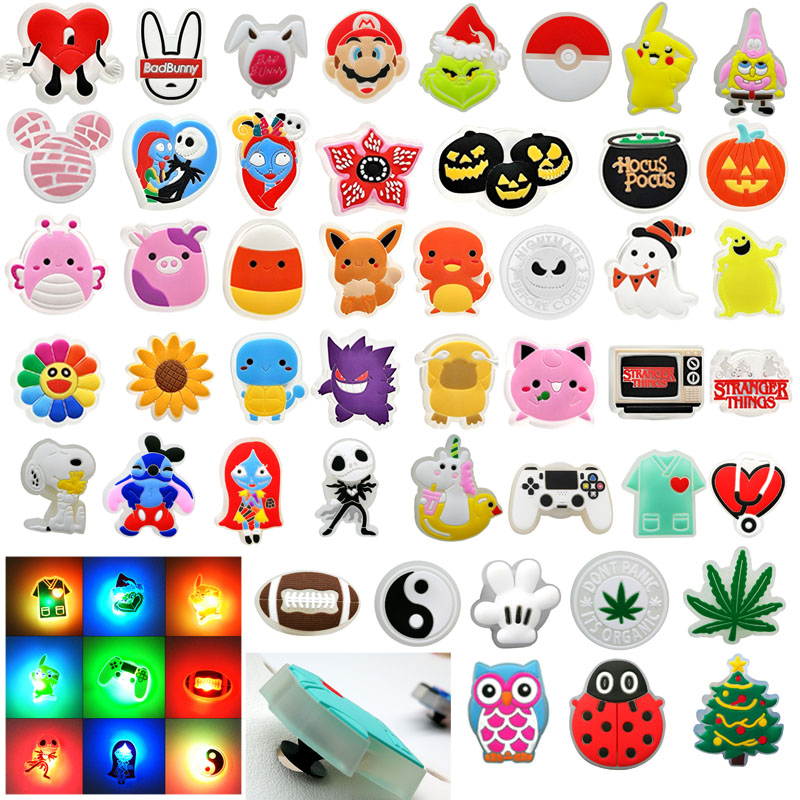 3D Designer Wholesale Cartoon LED light LED shoe decoration croc charm