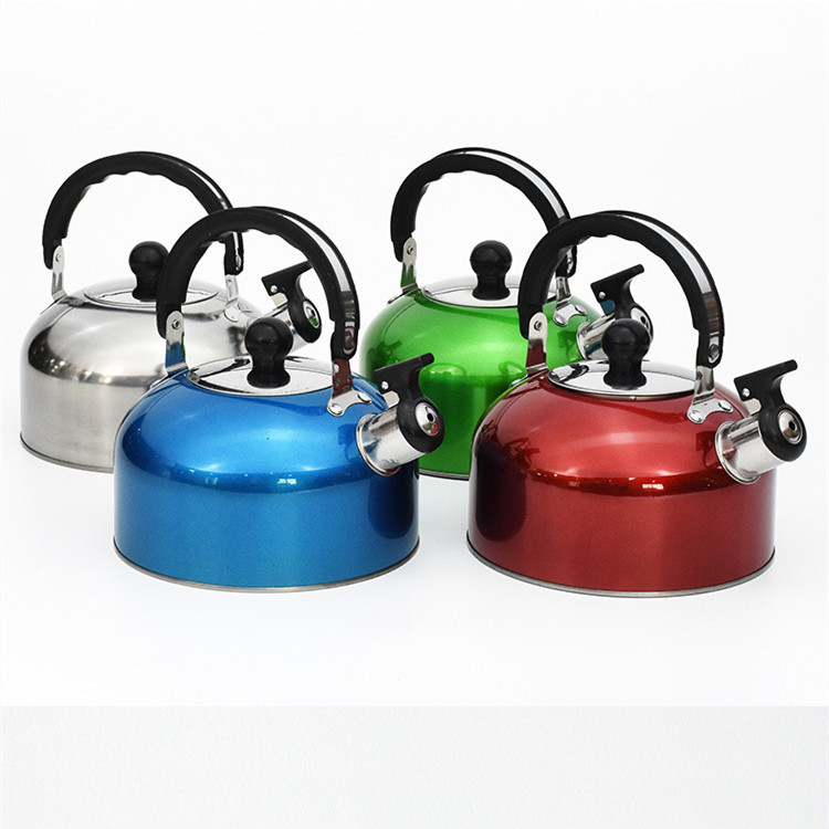 2L 3L 4L flat bottom water kettle with different colors whistle kettle moden kettle