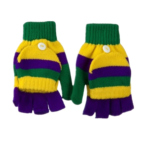 Flip Knitted Striped unisex Mittens Half and Finger mittens factory outlet