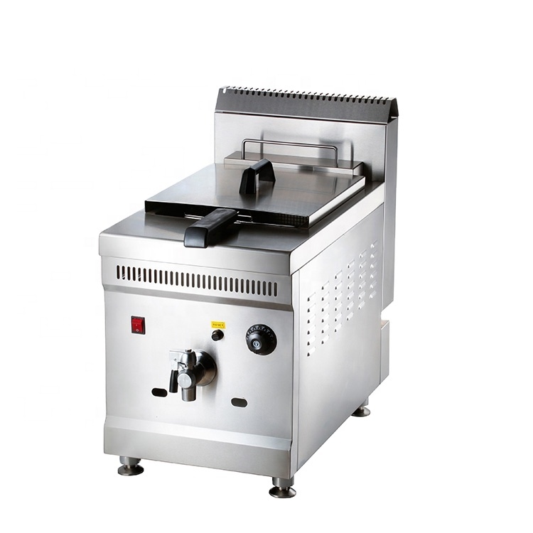 Commercial gas fryer large capacity 18 liters single tank with one frying basket