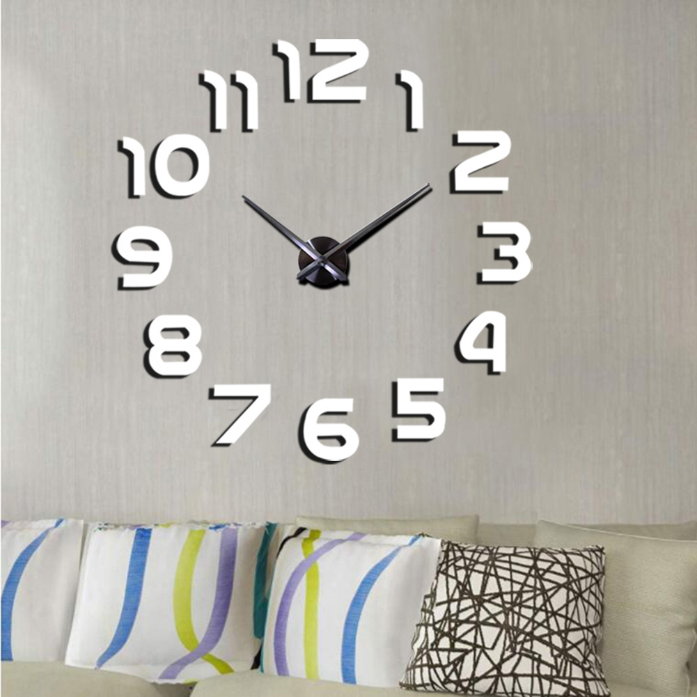 WSY Minimalist 2022 nordic luxury silent acrylic sticker cheap  Home Decorative digital modern Big size 3D Silent Wall Clock