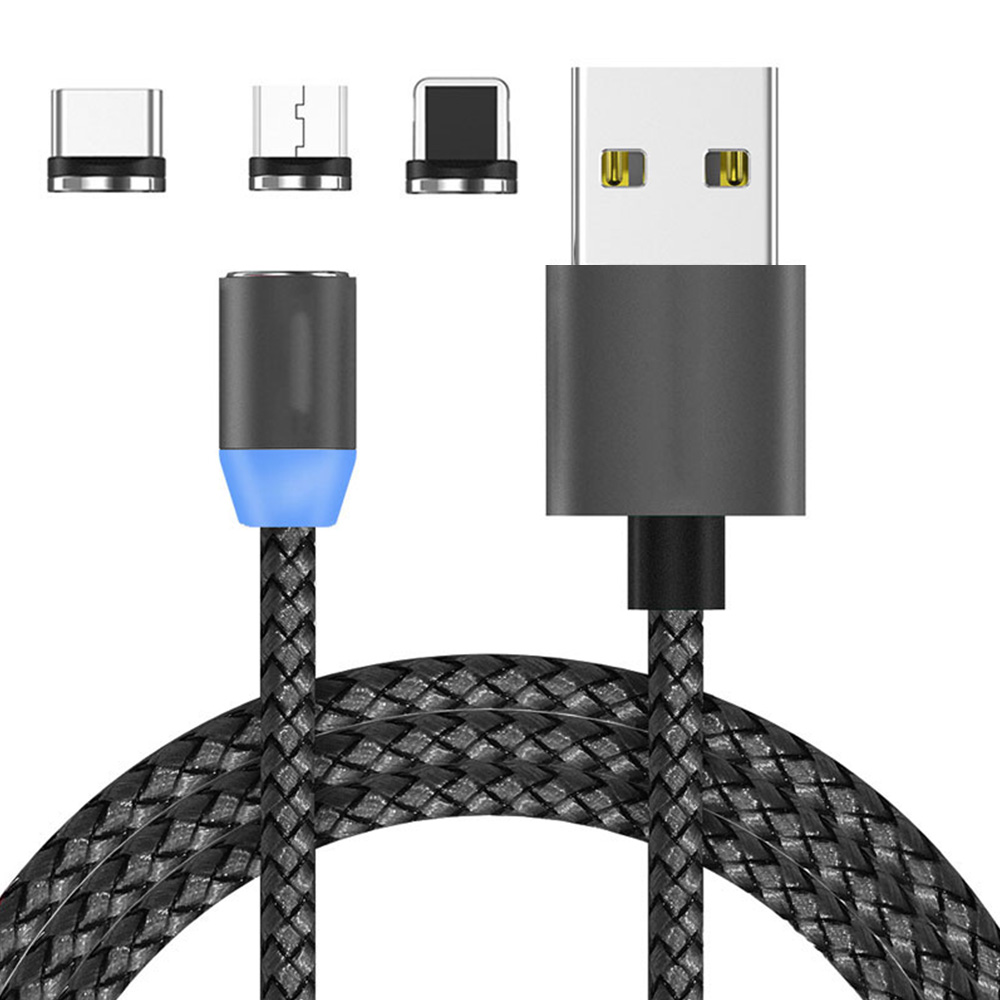 2.4A Быстрая зарядка нейлоновая оплетка Магнитный USB кабель для мобильного телефона 3 в 1 магнитные кабели для передачи данных