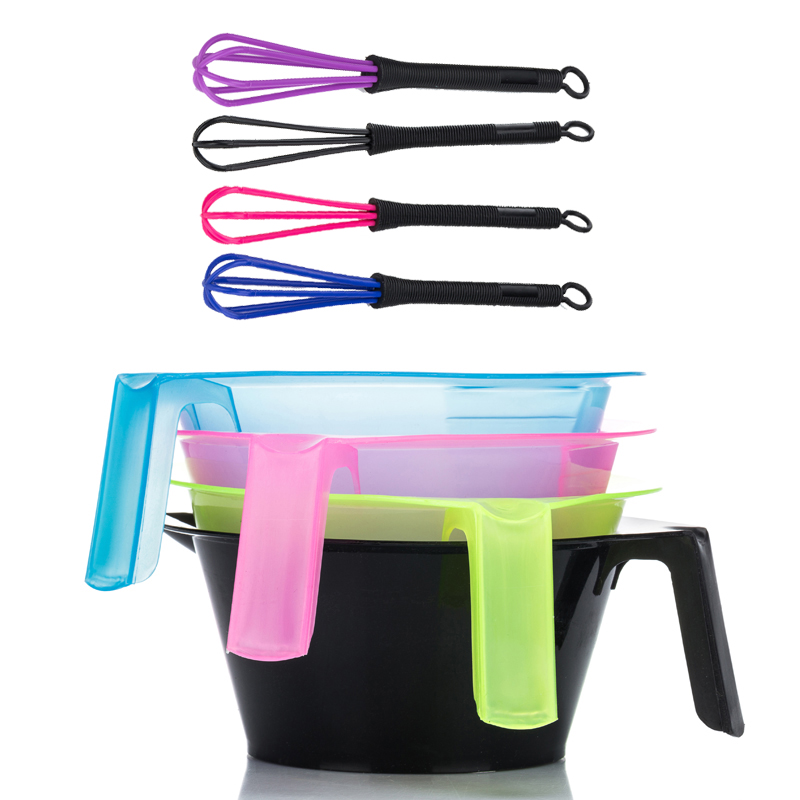 Rubber inlaid bottom Hair dye bowl Hair Dye bowl Thick and high mixing stick 2 sets hair dressing tools