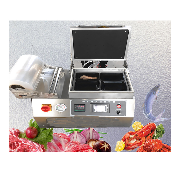 Automatic Cooked Food Pork Meat Vacuum Skin Packing Machine seafood skin packaging machine/Fish skin vacuum package machinery